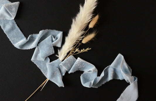 French Dusty Blue Silk Velvet Ribbon - 1.8m length